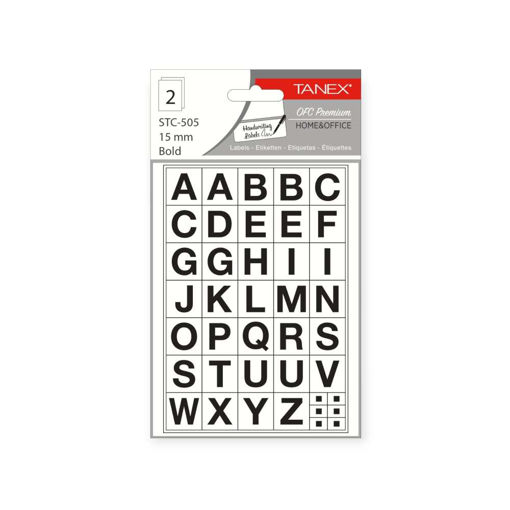 Picture of TANEX BOLD LETTERS A-Z 15MM STICKERS 2 SHEETS